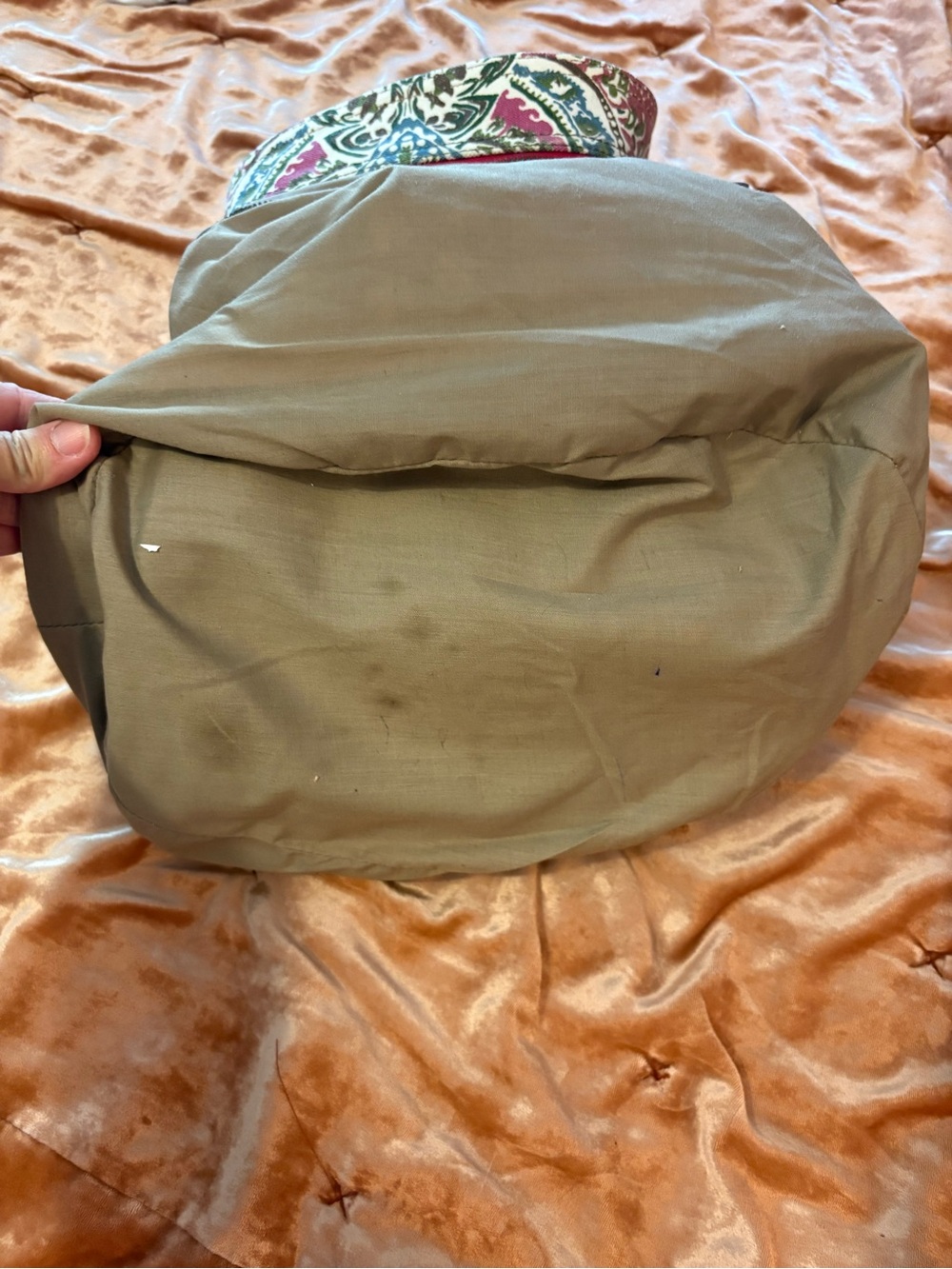 Lucky Brand Pink and Green XL Canvas Leather Shoulder Bag with Tan Suede Trim - Picture 8 of 16